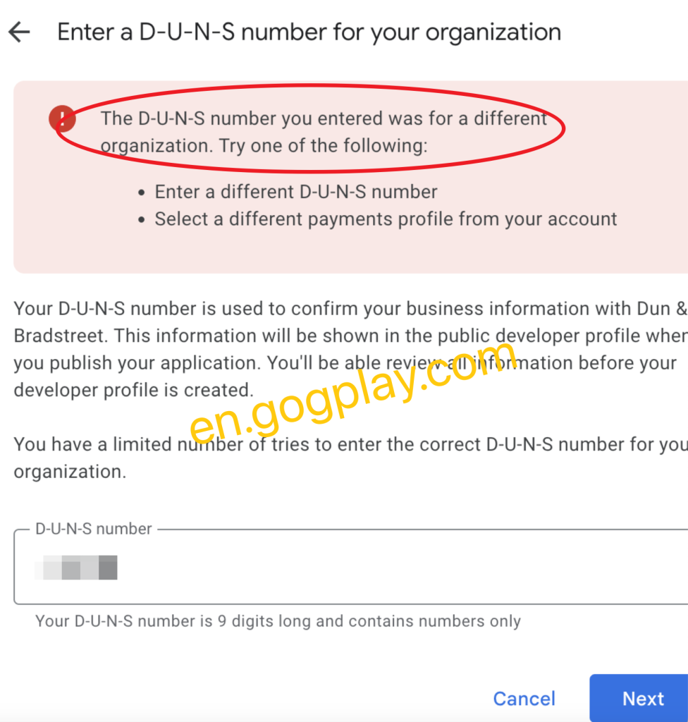 photo[2] - Google Play Developer Dun & Bradstreet Verification The DUNS Number you entered belongs to another organization - GGZC